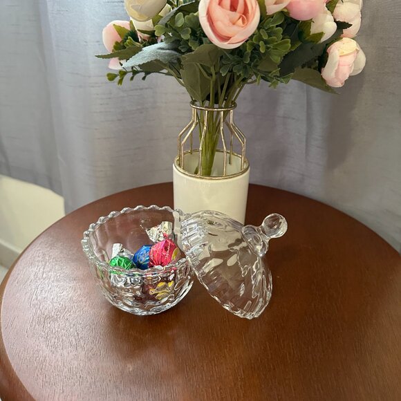 Glass Candy Dish with Cover Ideal Gift 5.5" tall - Picture 4 of 4